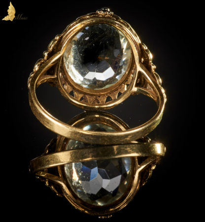 Aquamarine in gold scroll work, Poland 1940's - obrazek 2