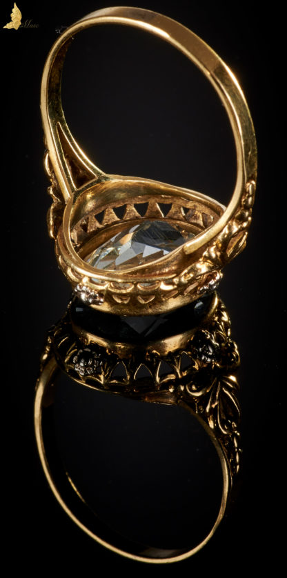 Aquamarine in gold scroll work, Poland 1940's - obrazek 5
