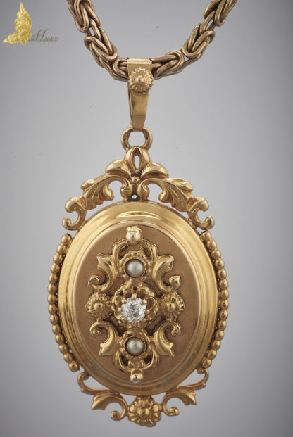Zawieszka z brylantem i 2 perłami, Empire I poł. XIX w., Francja 18K złoto