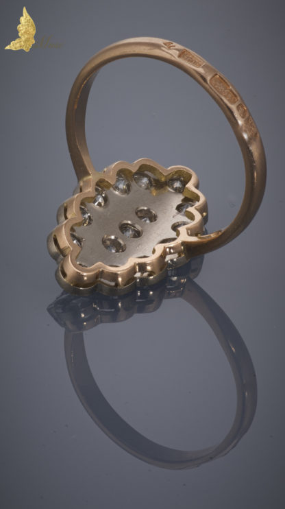 Złoty pierścionek Navette z brylantami ok. 1,5 ct