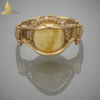 Pierścionek 'Bridge' Royal Amber, Brylalnty, Złoto pr.750