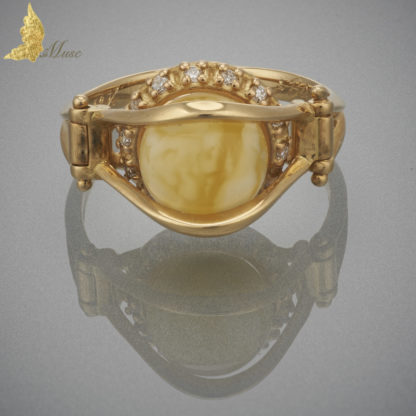 Pierścionek 'Bridge' Royal Amber, Brylalnty, Złoto pr.750