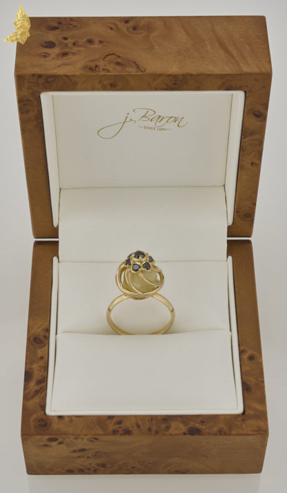 Pierścionek 'Forever' Royal Amber i czarne brylanty w żółtym złocie 18K