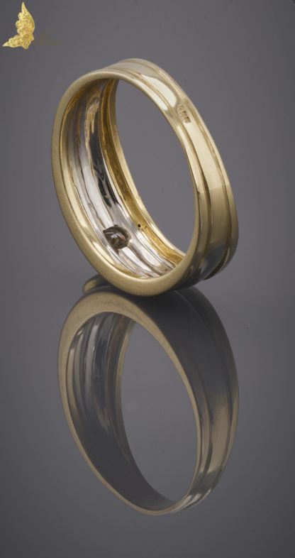 Pierścionek - obrączka z brylantem 0,3 ct w dwukolorowym złocie