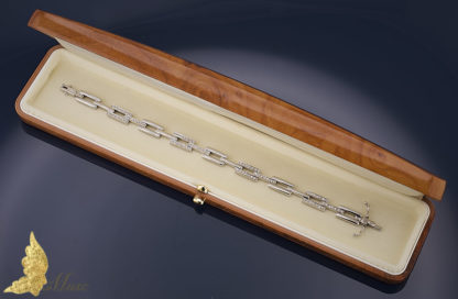 Geometryczna bransoleta z brylantami ok. 0,70 ct w białym złocie 18K