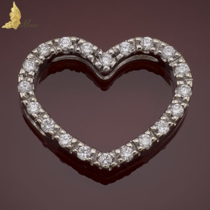 Delikatne' diamentowe serce' - zawieszka w białym złocie próby 585