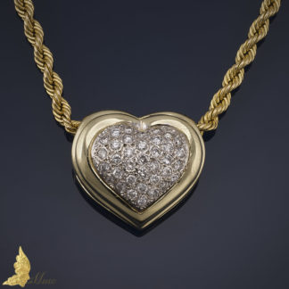 Zawieszka 'serce' z diamentami w szlifie 8x8 w 14K białym i żółtym złocie