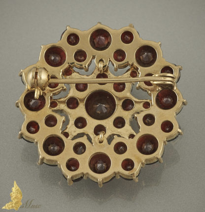 Brosza z granatami w żółtym złocie pr. 333