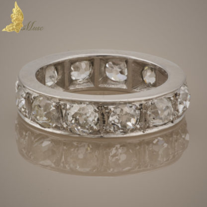Platynowa obrączka z brylantami w dawnym szlifie ok. 3,60 ct, Francja po 1912 r.