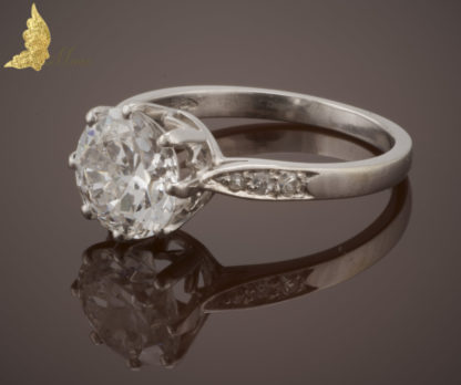 Pierścionek zaręczynowy z brylantem ok. 2,06 ct w dawnym szlifie w białym złocie 14K