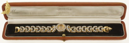Zegarek z końca XIX w. Mathey Tissot z brylantami ok. 7 ct w 18K złocie, Francja