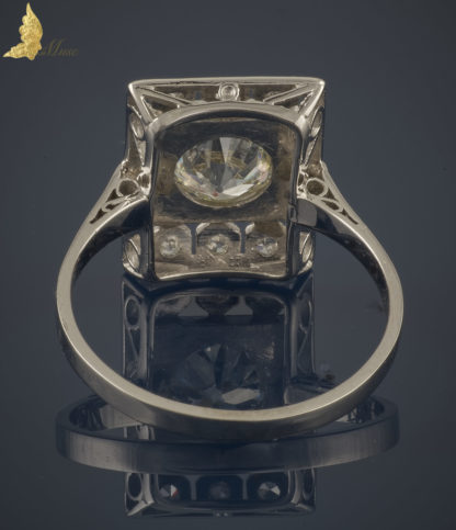 Platynowy pierścionek Art Deco z brylantem w szlifie dawnym ok. 1 ct