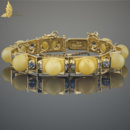 Bransoleta Reverie w żółtym złocie 18K, z szafirami i bursztynem Royal Amber