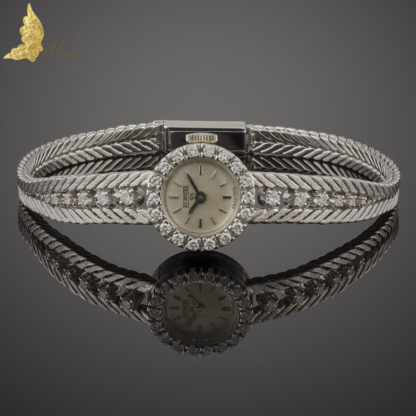 Brylantowy zegarek damski szwajcarskiej firmy H.Y. Moser w białym złocie 18K, I poł. XXw.