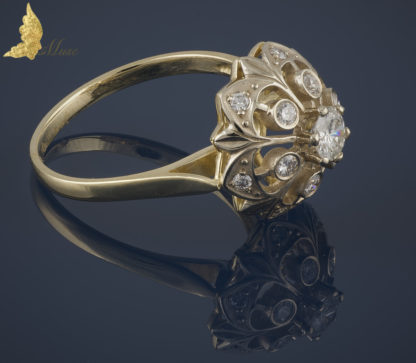 Ażurowy pierścionek z brylantami 0,58 ct w białym i żółtym złocie 14K