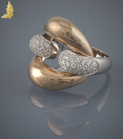 Francuski pierścionek z brylantami ok. 1 ct w białym i różowym złocie pr. 750
