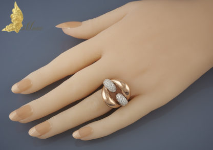 Francuski pierścionek z brylantami ok. 1 ct w białym i różowym złocie pr. 750