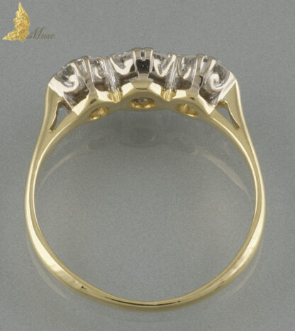 Antyczne pierścionki z trzema brylantami w platynie i w złocie 18K