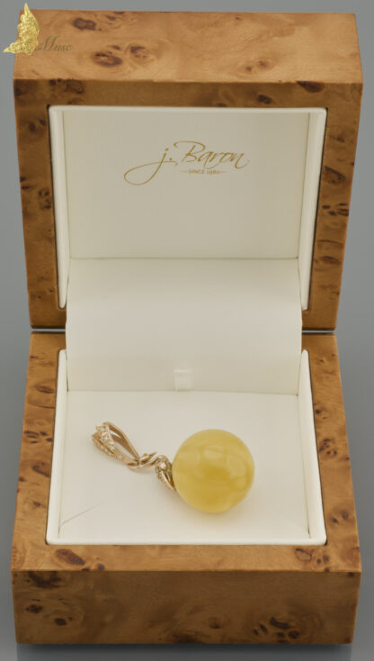 Zawieszka z brylantami 0,39 ct i bursztynem Royal Amber w 14K różowym złocie