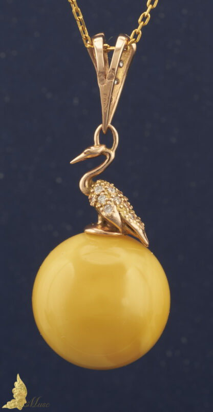 Zawieszka z brylantami 0,39 ct i bursztynem Royal Amber w 14K różowym złocie