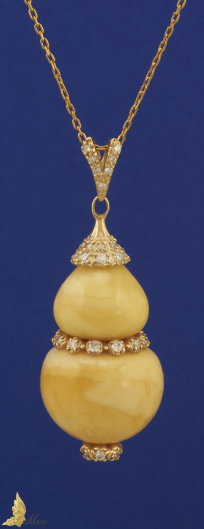 Zawieszka Royal Amber i Diamenty 0,49 ct w żółtym 14K złocie