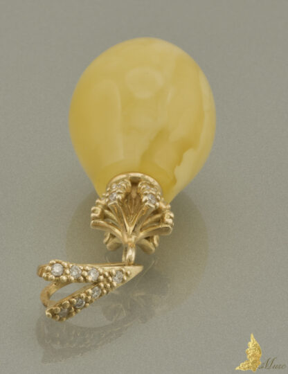 Zawieszka Royal Amber i Diamenty 0,3 ct w żółtym 14K złocie