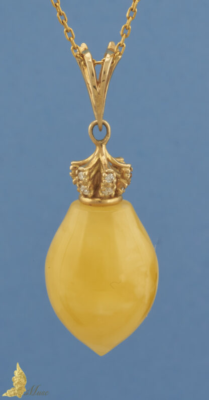 Zawieszka Royal Amber i Diamenty 0,3 ct w żółtym 14K złocie